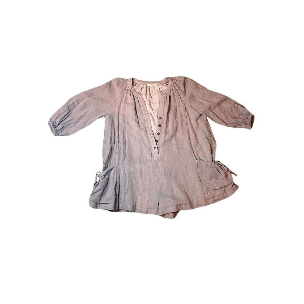 Mable Anthropologie Shorts Romper Womens Sz Med Dust Rose 3/4 Sleeve
